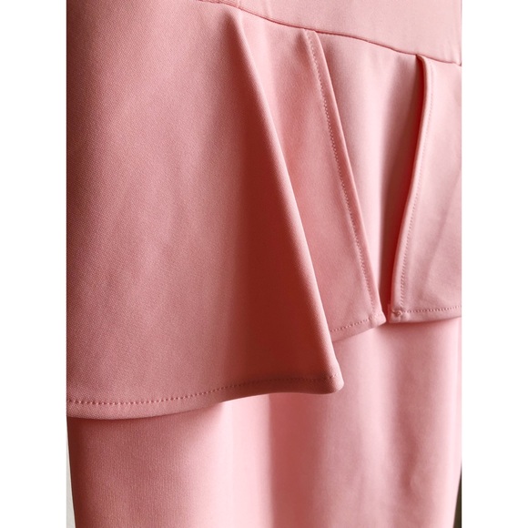 Peach Bodycon Peplum Mini Dress - Picture 2 of 4